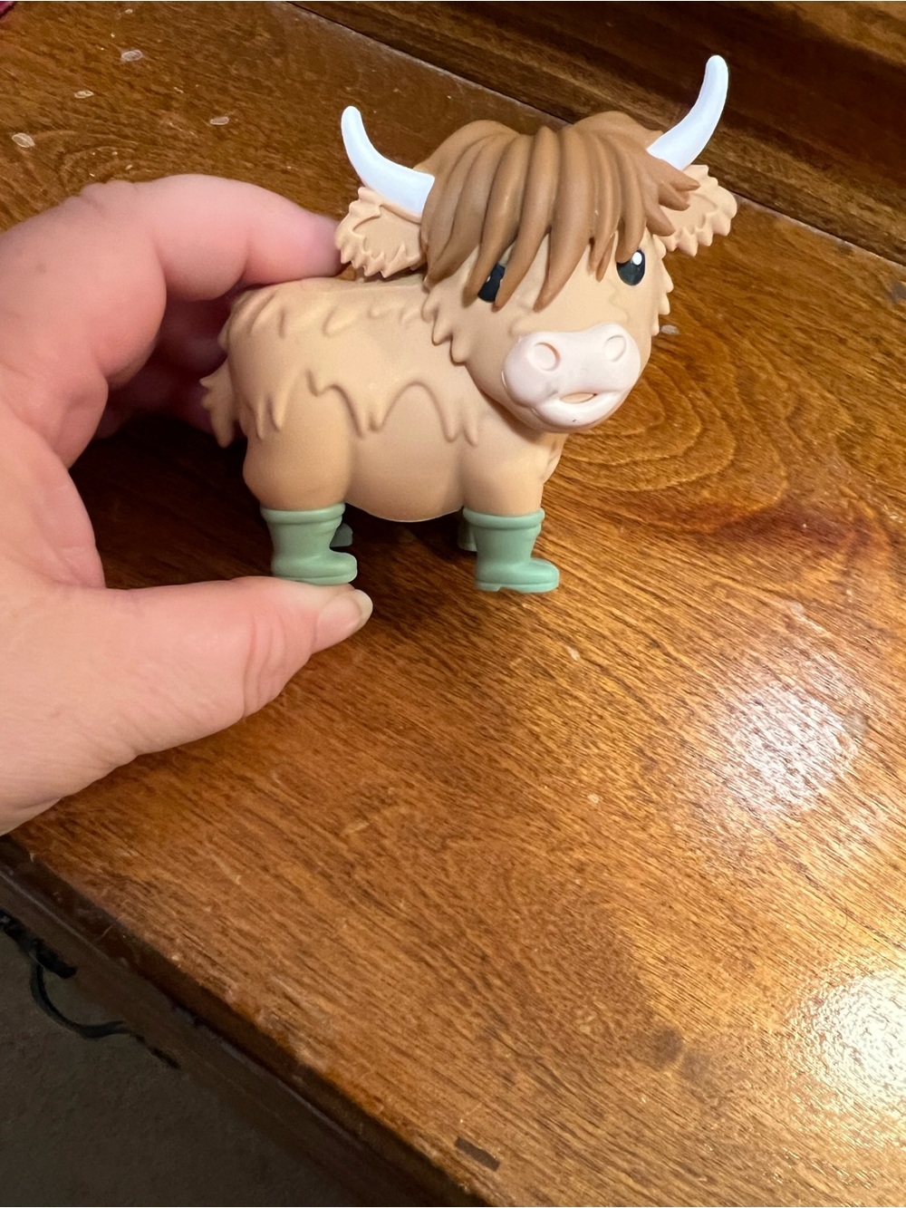 Bath & Body Works Tan Highland Cow Figure with Mint Green Boots